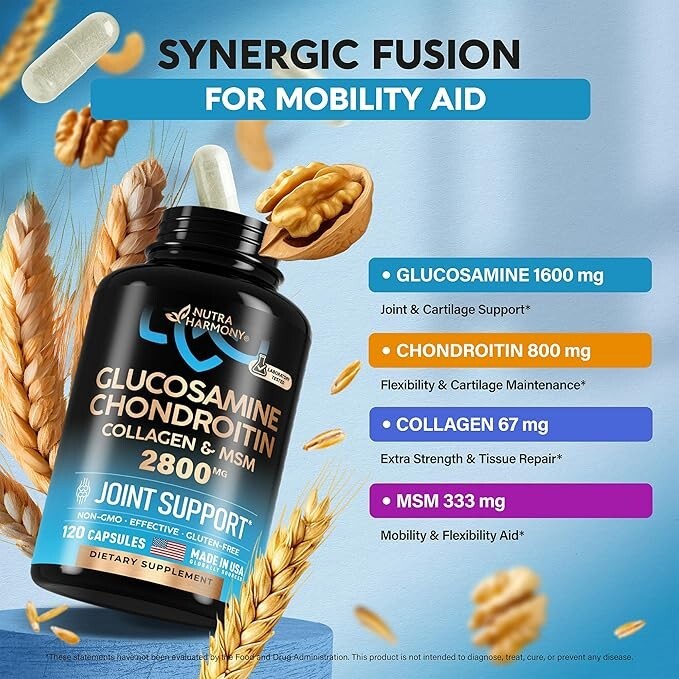 Glucosamine Chondroitin MSM Collagen | FSA HSA Eligible 120 Count (Pack of 1)