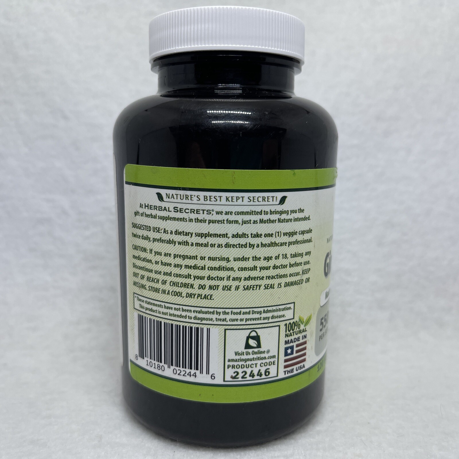Herbal Secrets Ginger Root 550 mg, 120 Veggie Capsules. 07/2026.