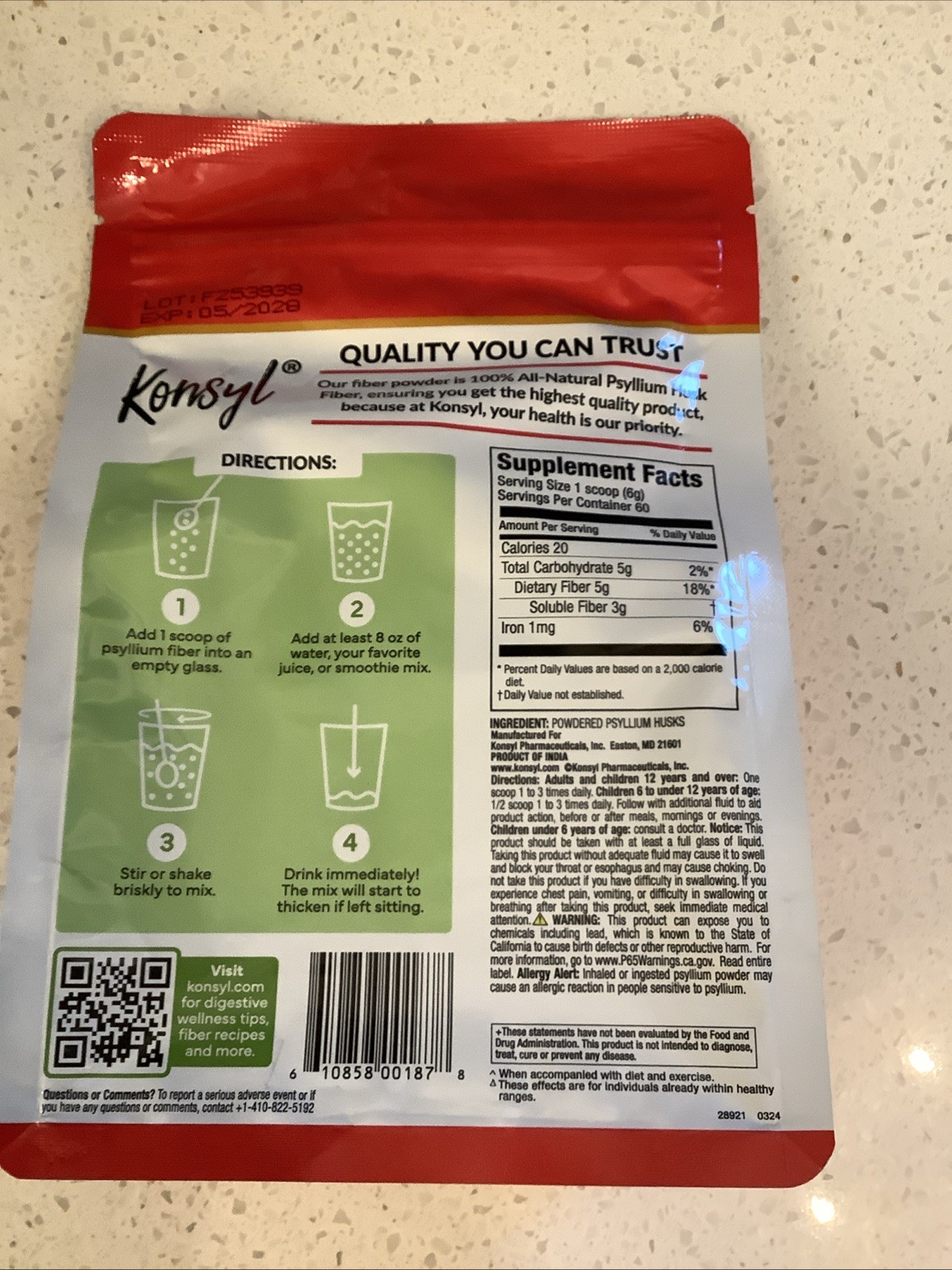 NEW Konsyl Daily Psyllium Fiber Powder supple 12.7 oz 60 Servings Exp 5/28