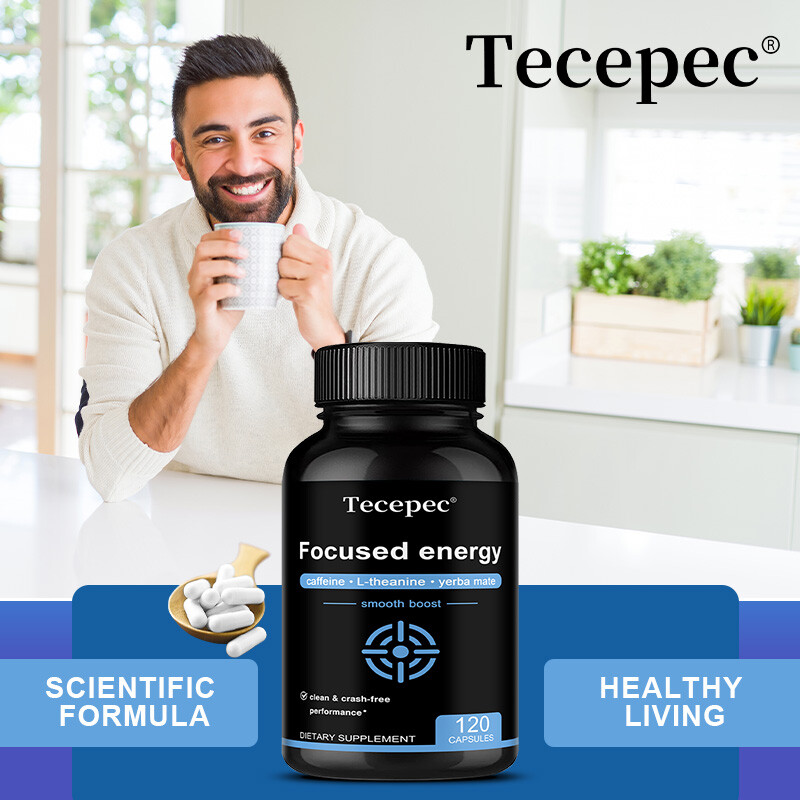 Caffeine with L-Theanine for Energy & Focus – with Yerba Mate Vegan Capsules