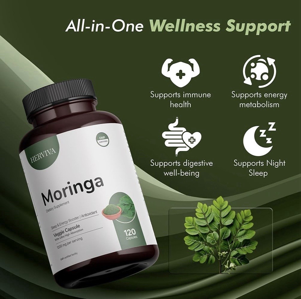 HERVIVA – MORINGA SUPPLEMENT 1200MG PER SERVING – 120 QUICK RELEASE CAPSULES