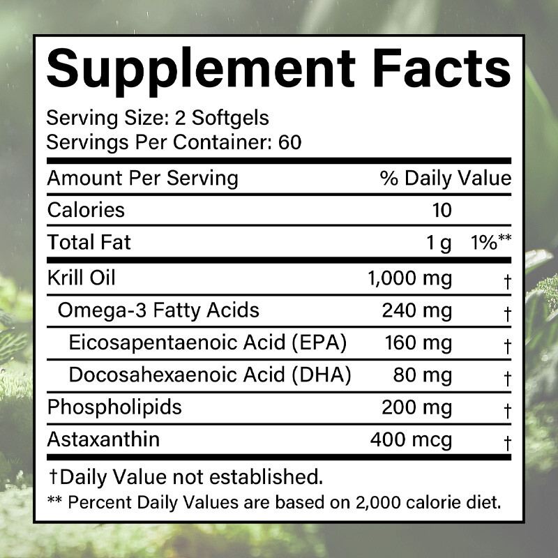 1000mg Krill Oil,Rich Omega-3 EPA DHA,Nourish Heart,Brain & Joint,120 Softgels