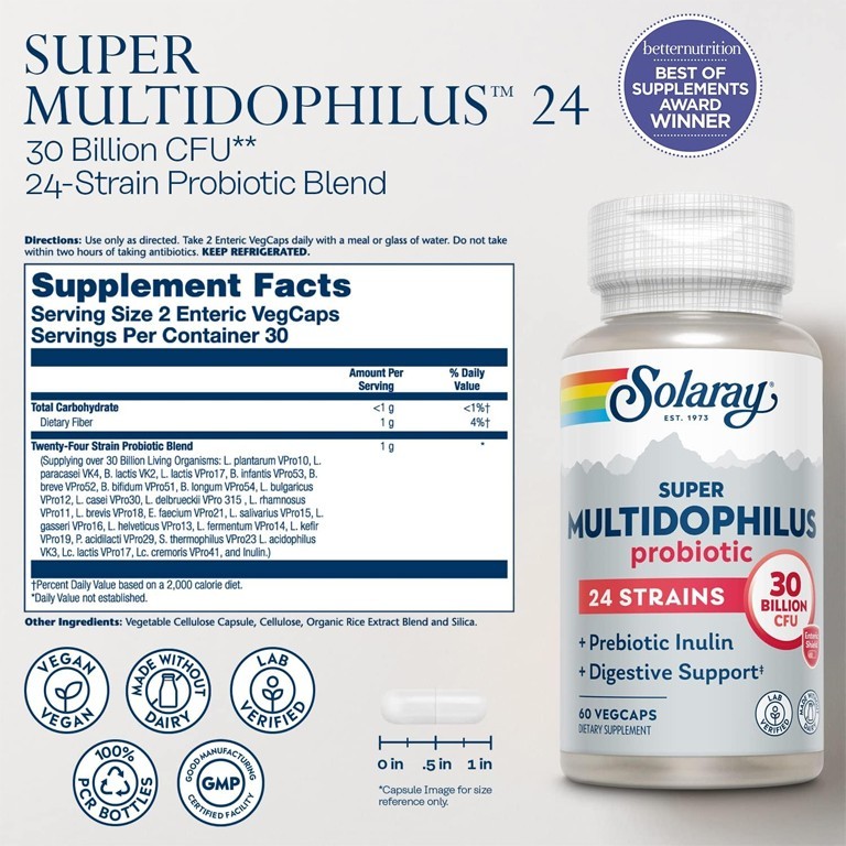 Solaray Multidophilus 24 Strain Probiotic 30 Billion CFU 60 VegCaps