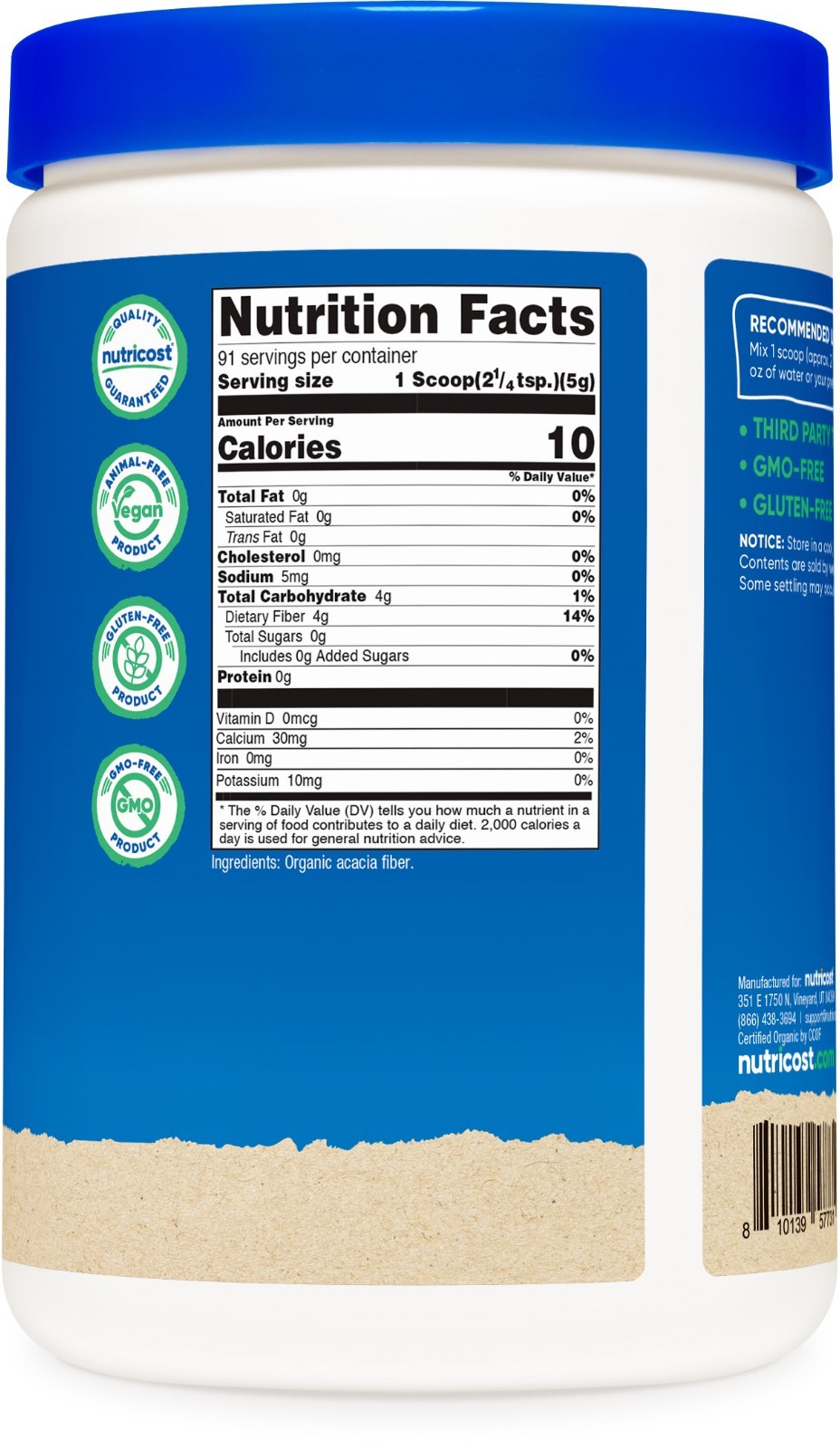 Nutricost Organic Acacia Fiber Powder (1 LB) Unflavored – USDA Organic