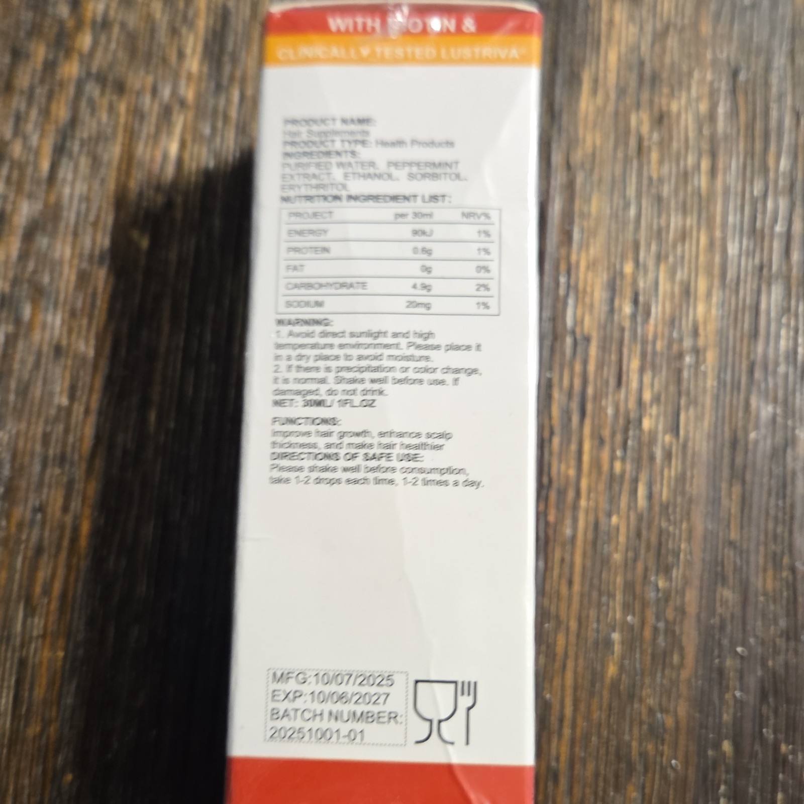 Lustriva Liquid Morning Multivitamin Hair Support Drops Peach Mango 30mL