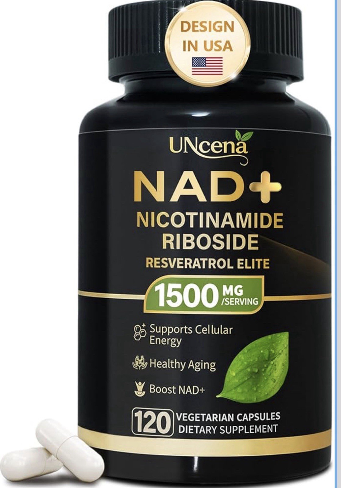 UNcena NAD+ Nicotinamide Riboside + Trans-Resveratrol 1500mg 120 Ct