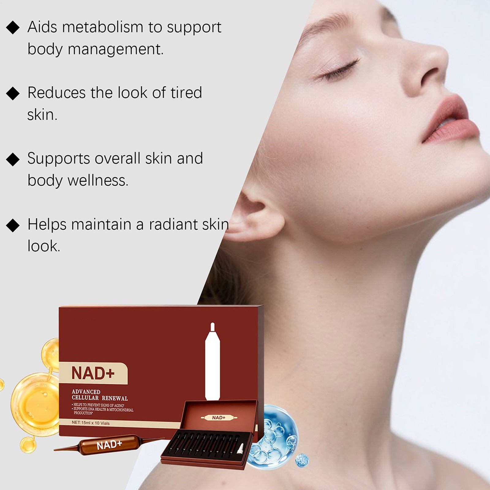 1200mg Advanced Cellular Renewal NAD Supplement 10 Vials 15ml For Skin Health US