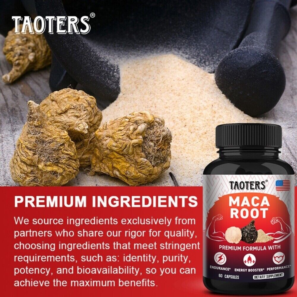Maca Root Capsules with Ginseng and Saw Palmetto Support Libido Enhancement