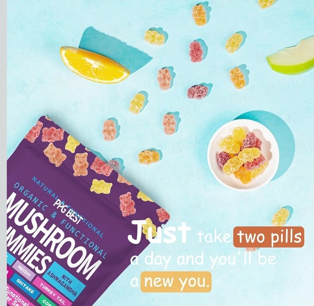 Functional Mushroom Gummies Blend Ashwagandha Reishi Maitake Chaga Cordyceps…