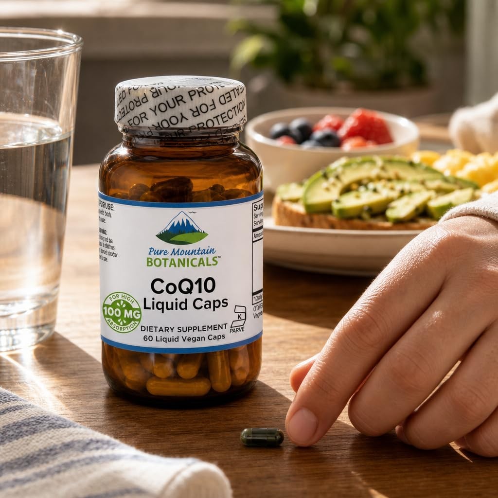 Pure Mountain Botanicals CoQ10 100mg Softgels – Coenzyme Q10 Ubiquinone – Vegan