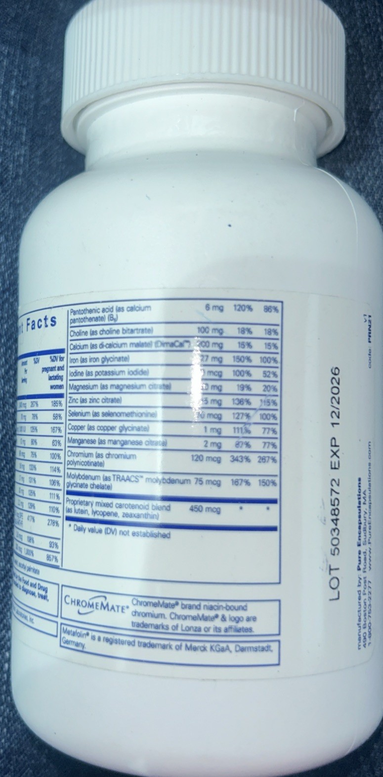 Pure Encapsulations PreNatal Nutrients – 120 Capsules (Exp Date 12/2026