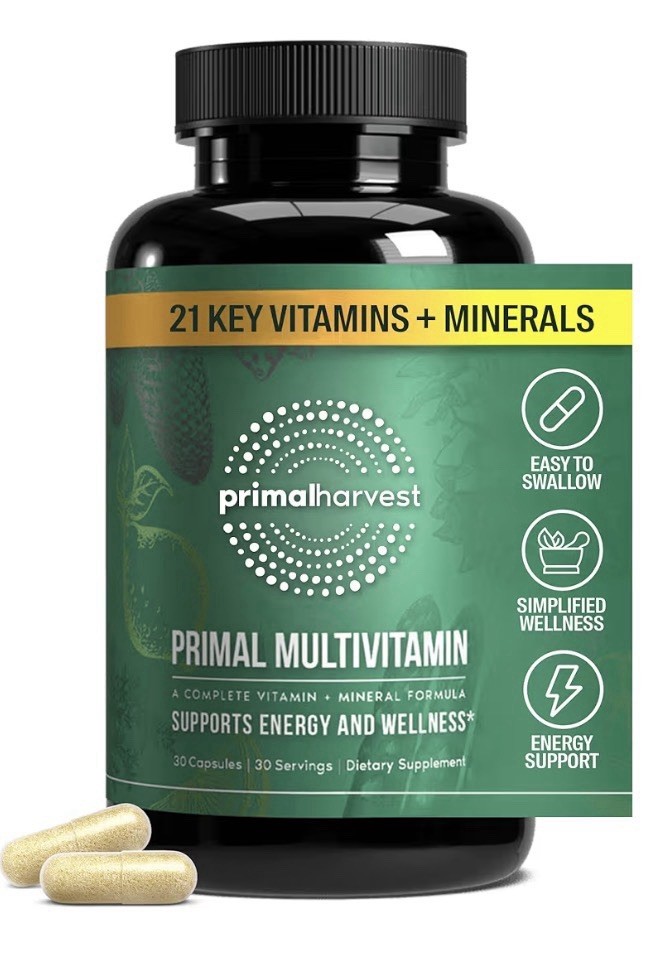 Primal Harvest Primal Multivitamin Daily Vitamin Support Energy Wellness 30 Caps