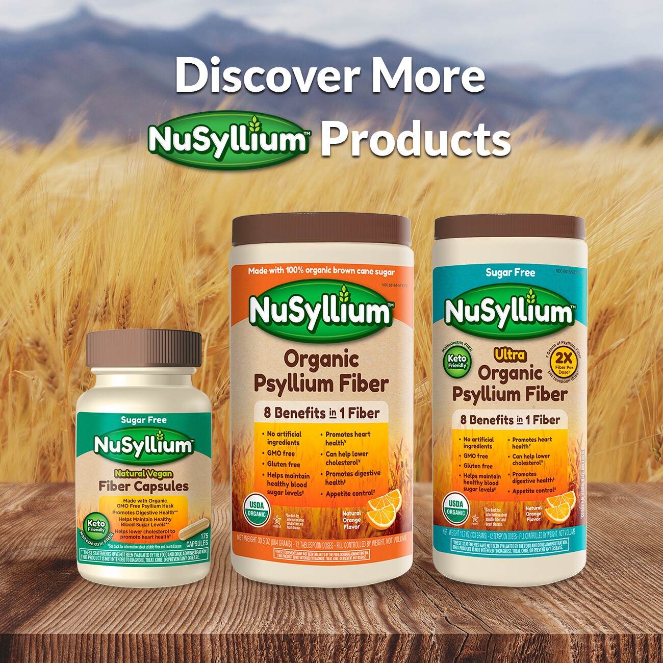 NuSyllium Organic Natural Fiber 100% Organic Certified Unflavored 85 Doses 21 Oz