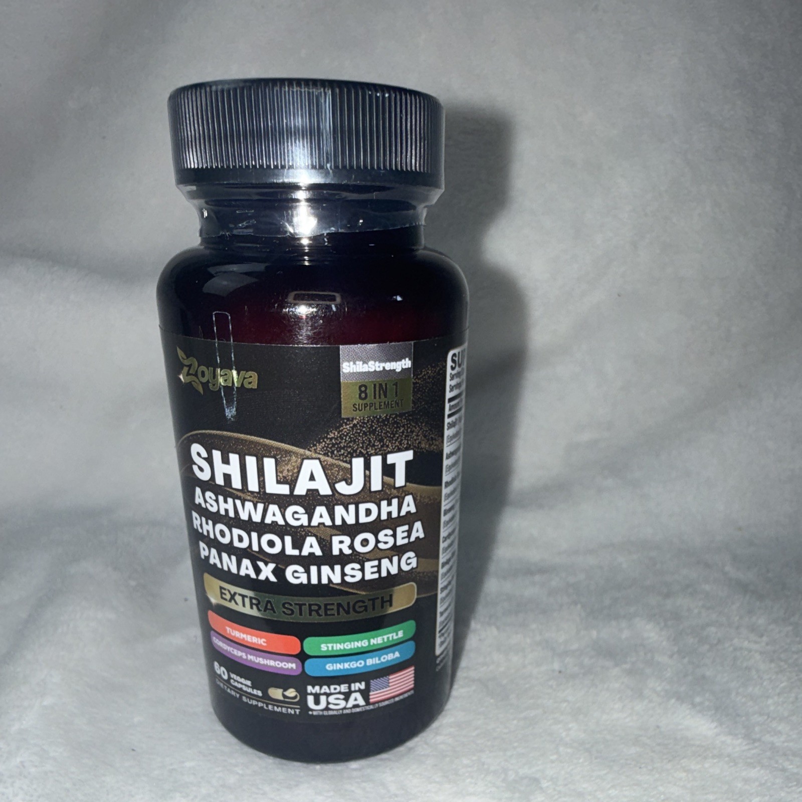 Zoyava Extra Strength Shilajit Ashwagandha Rhodiola Panax Ginseng 60 Caps