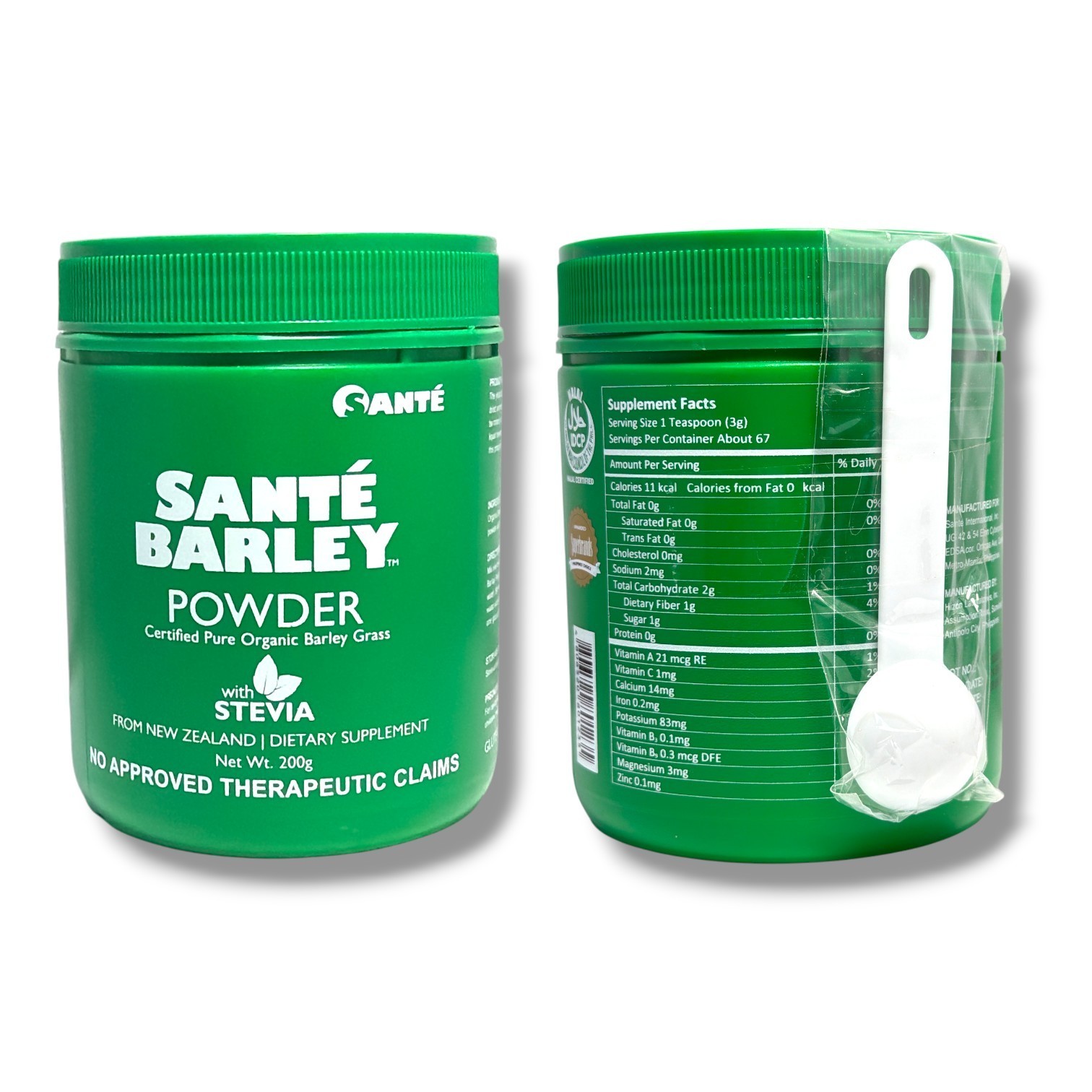*Sante Barley Powder With Stevia From New Zealand 200g -LOT OF 2
