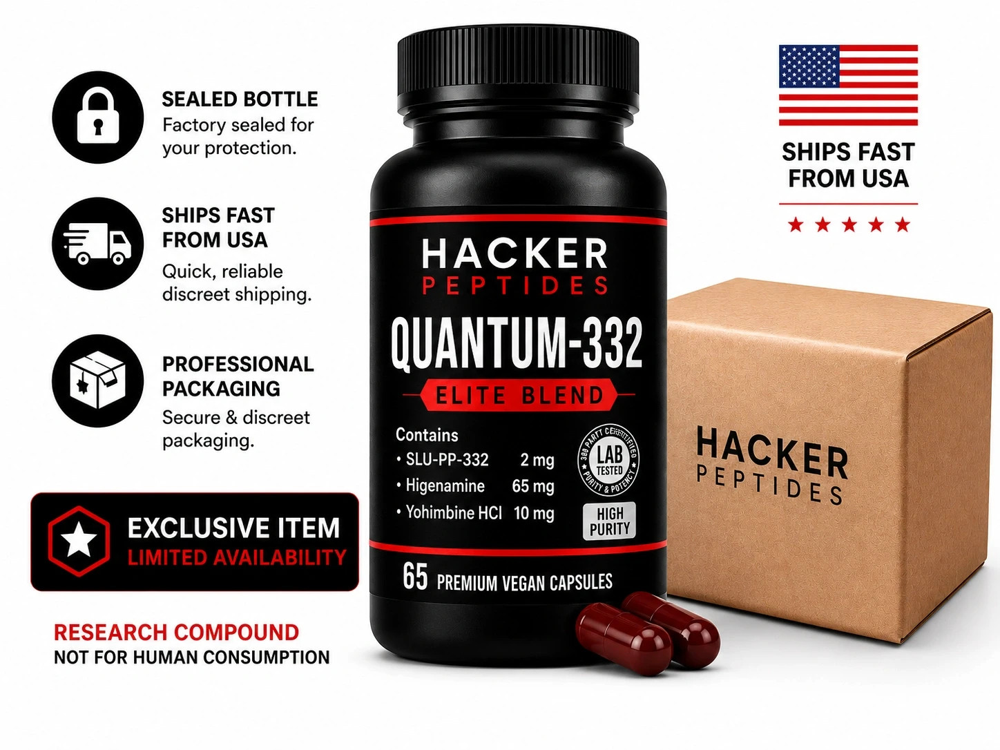 Quantum-332 Elite | 65 Capsules | Exclusive SLU-PP-332 Premium Blend | COA | RUO