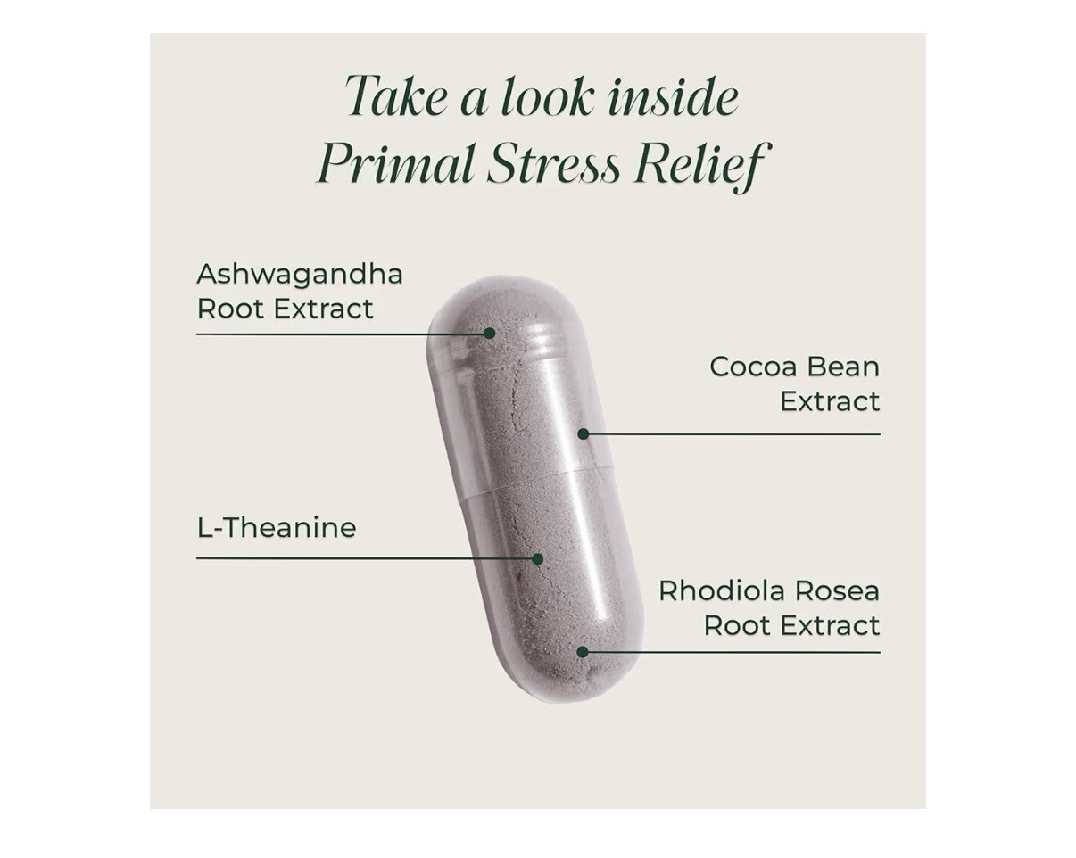 Primal Harvest Stress Relief Supplement Calm Relaxation for Women Men 30capsules