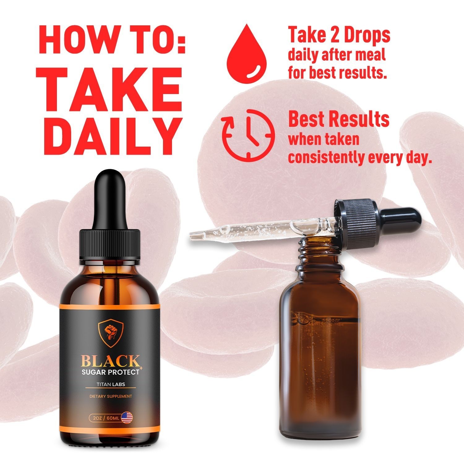 (1-5Pack) Black Sugar Protect Drops Advanced Blood Support Supplement 30 Serving