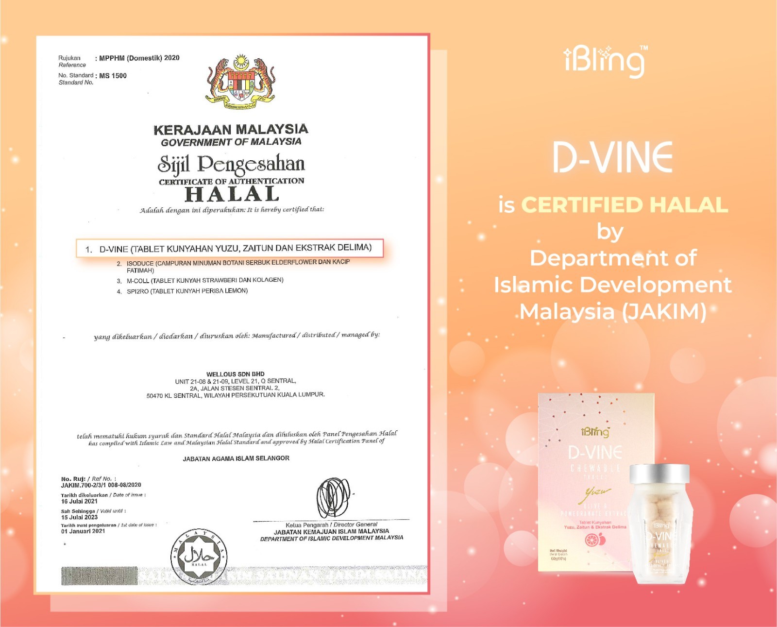 60’s Wellous Ibling D-VINE Pomegranate Collagen Anti-Aging Skin Whitening