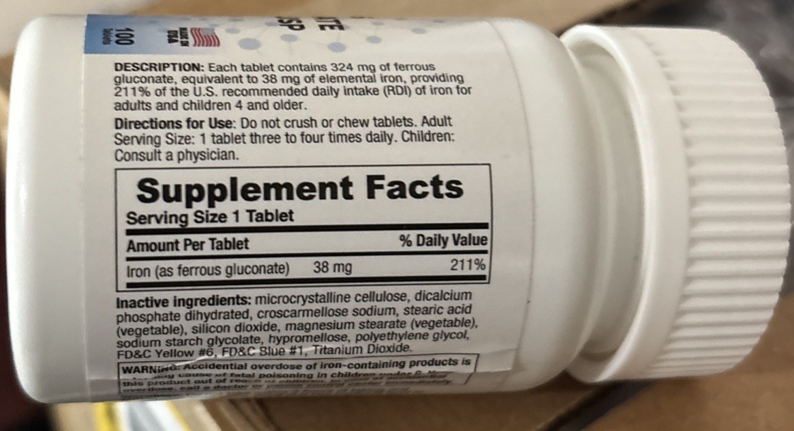 FERROUS GLUC 324 MG TAB 100 ferrous gluconate ORAL TABLET 324MG