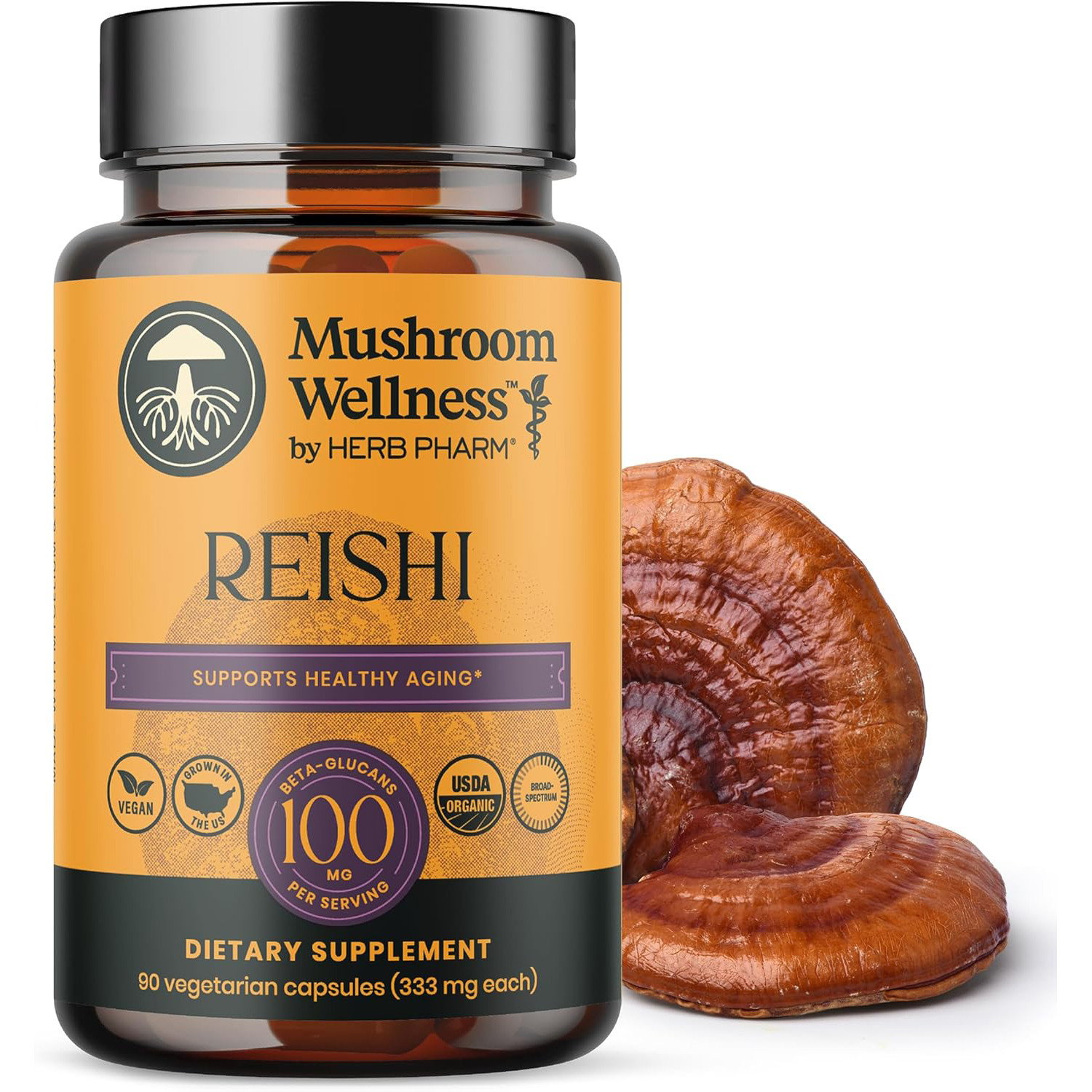 Herb Pharm,Mushroom Wellness Organic Red Reishi Mushroom,90 Veg Caps