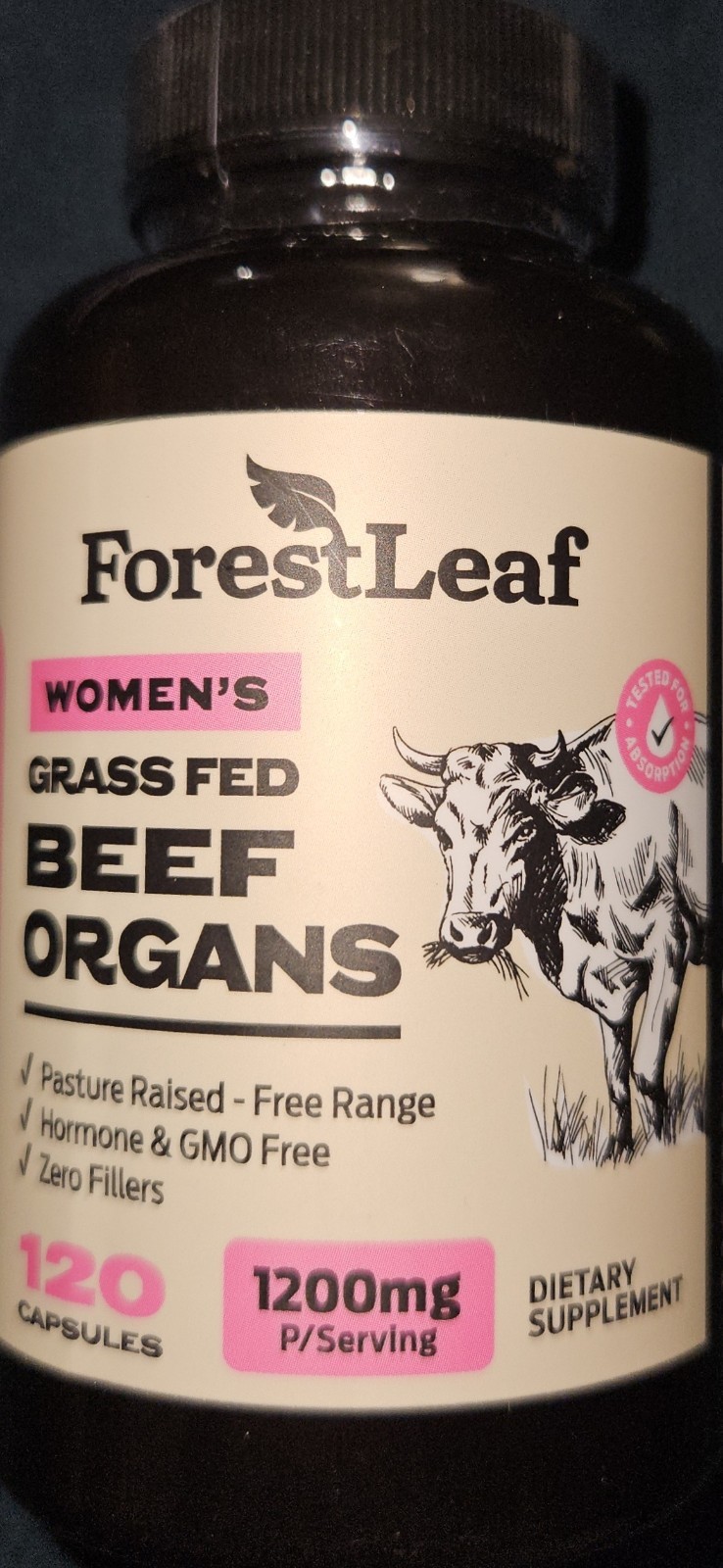 ForestLeaf Beef Organ Supplement for Women Grass Fed Complex 1200mg Women’s 120c