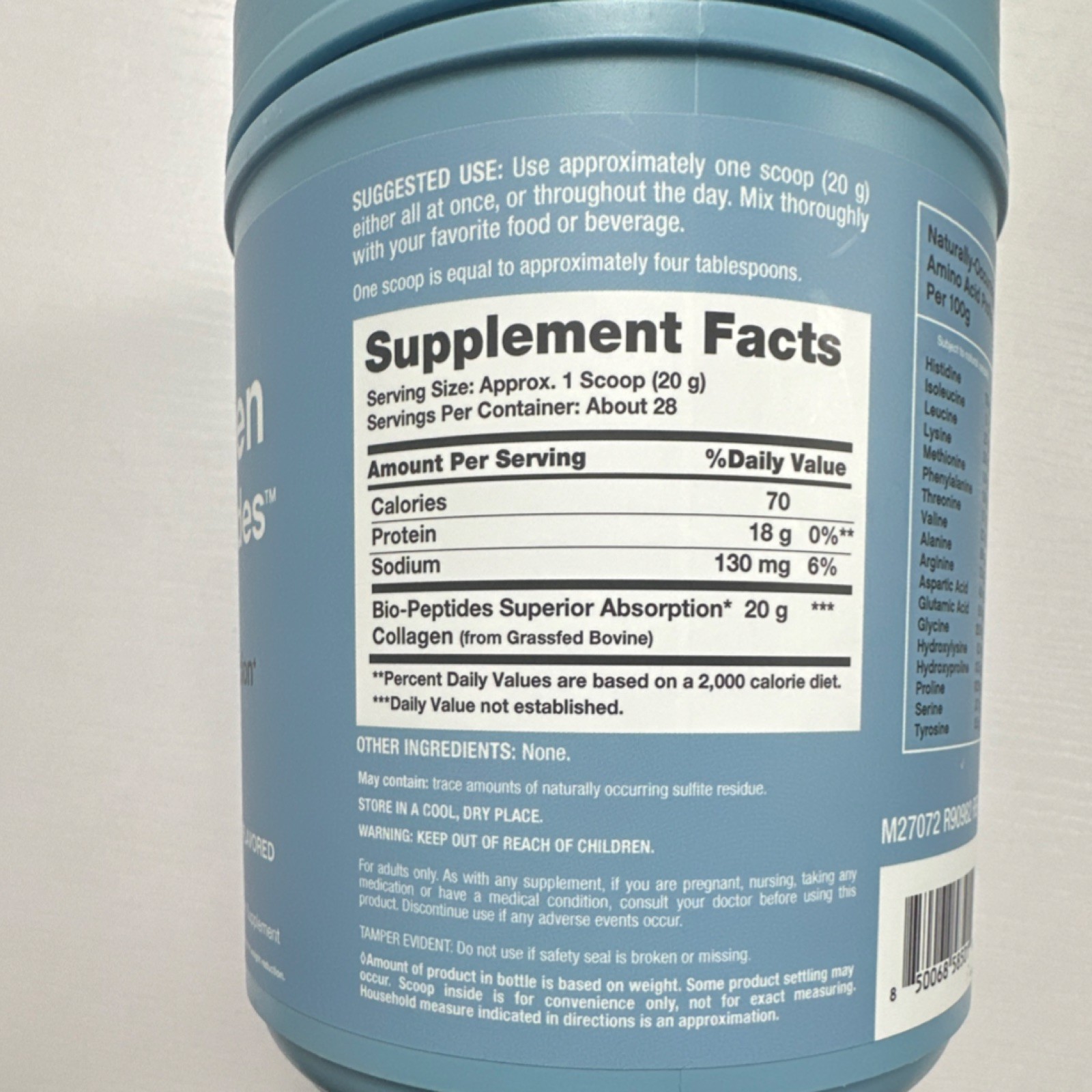 NeoCell Collagen Bio-Peptides Powder Grassfed Unflavored Keto Kosher 20oz