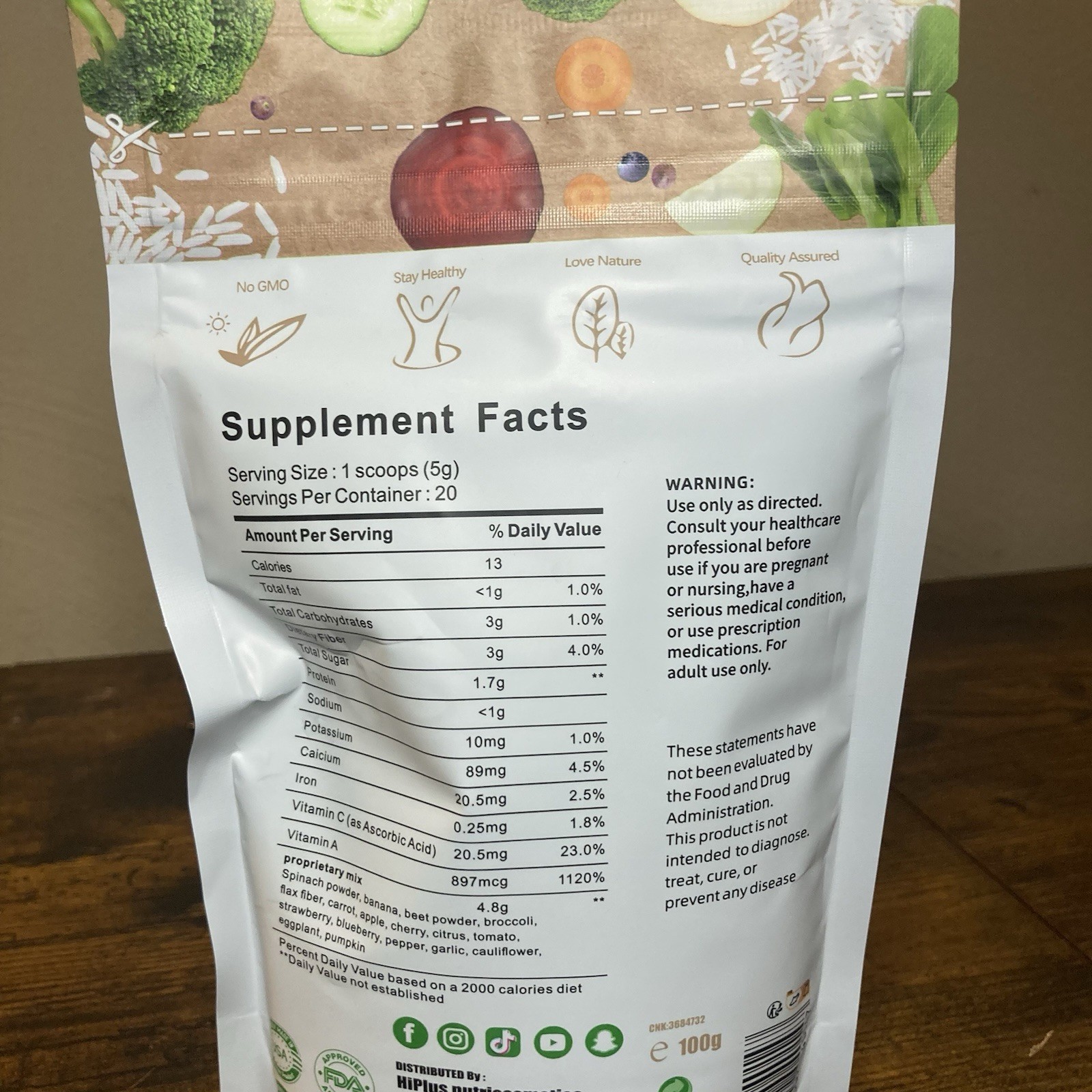 Hi Plus Fruit & Veggie Superfood Powder 100g