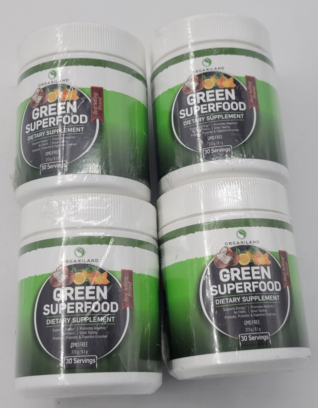Four Organiland Green Superfood Dietary Supplement – 273 g / 9.1 g 30 servings