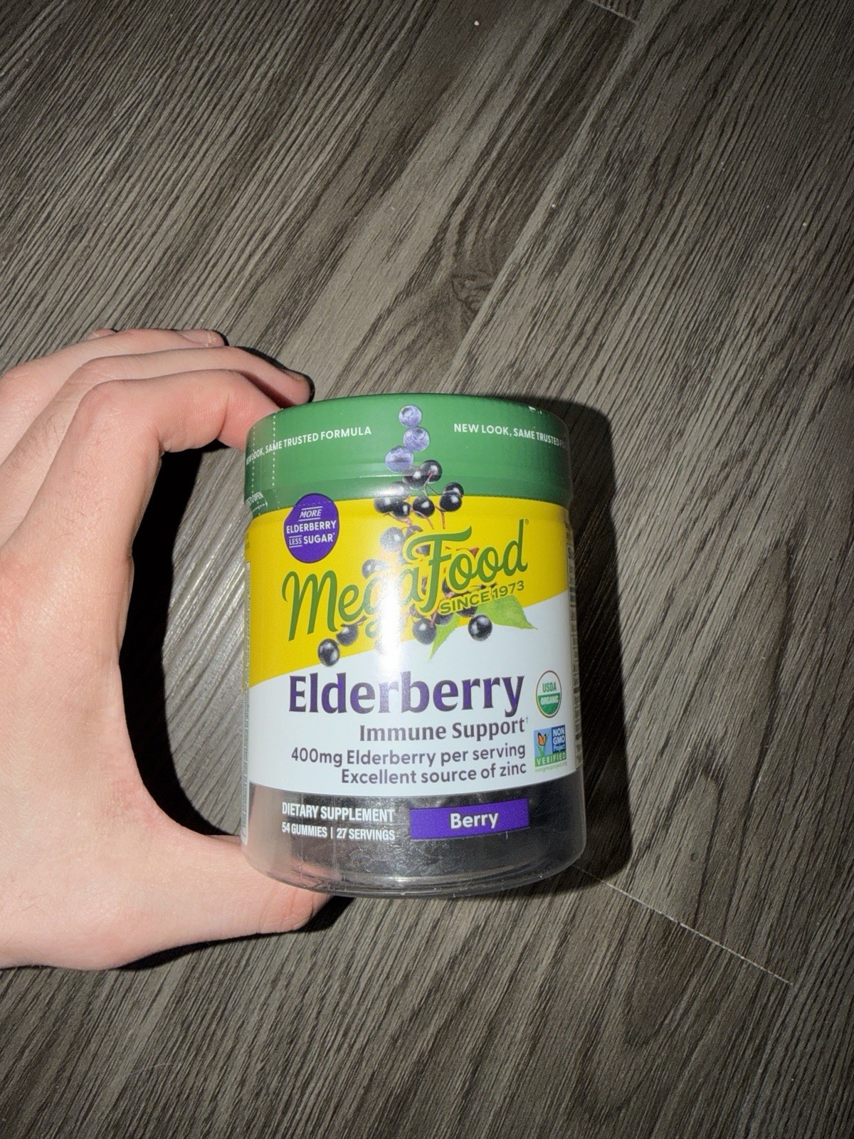MegaFood Elderberry Immune Support Gummies 400mg Berry 54 Ct USDA Organic