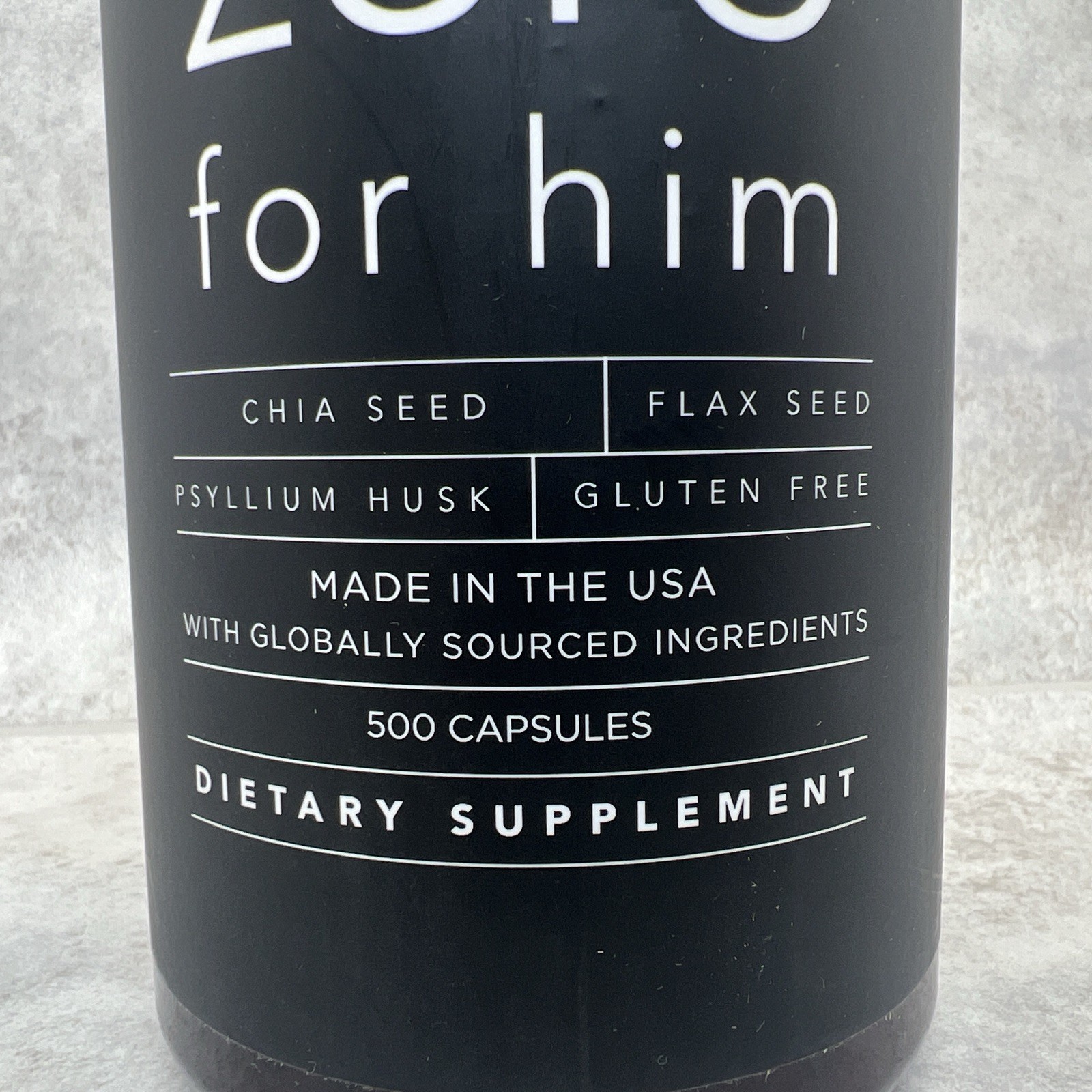Zero for Him Chia & Flax Seed Supplement 500 count **NEW SEALED** Exp 7/2027