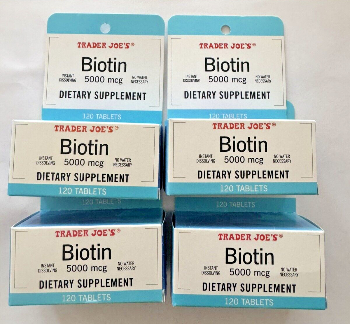 4 Packs Trader Joe’s Biotin Dietary Supplement 5000 mcg 120 Capsules Each