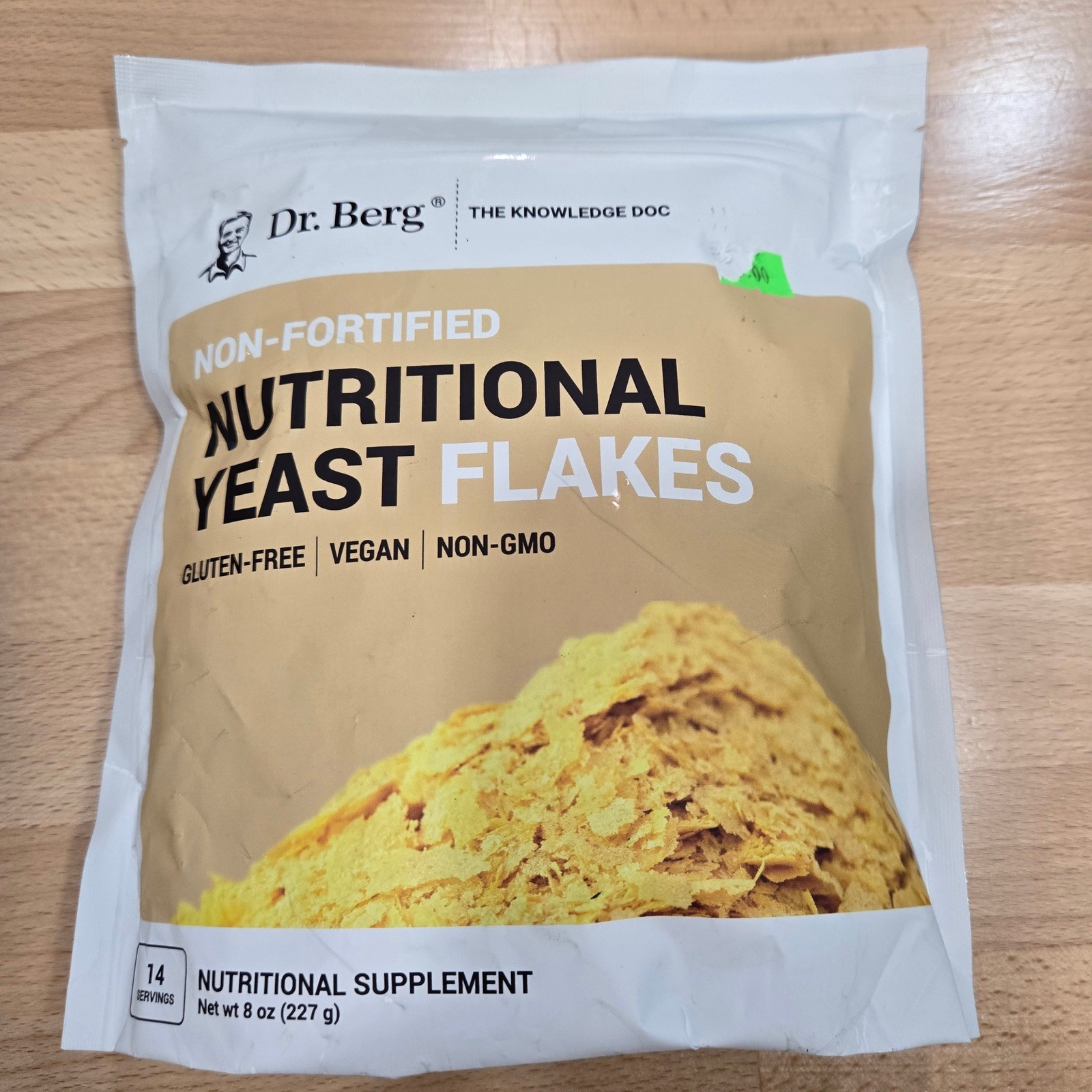 Dr. Berg Non-Fortified Nutritional Yeast Flakes Gluten-Free Vegan Non-GMO 8 oz