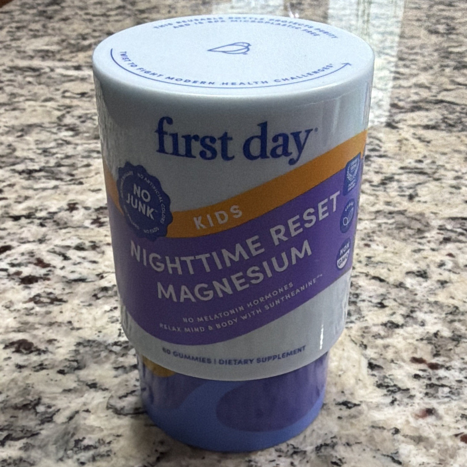 first day Kids Nighttime Reset Magnesium Gummies, L-Theanine, 60 ct