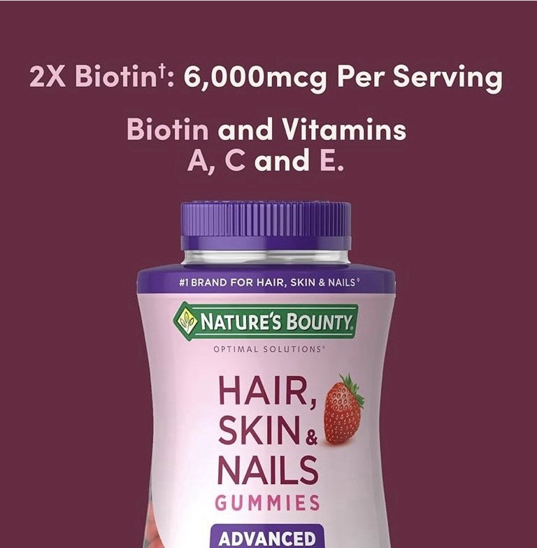Nature’s Bounty Hair Skin & Nails Gummies 6000mcg Biotin 200 Strawberry Non-GMO