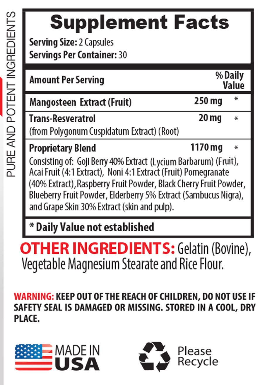 resveratrol supplement – Mangosteen Complex 1440mg – pomegranate and raspberry 1