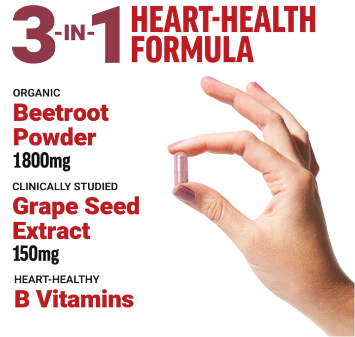 FORCE FACTOR Total Beets Blood Pressure Support Beet Root Capsules, 1800mg Organ