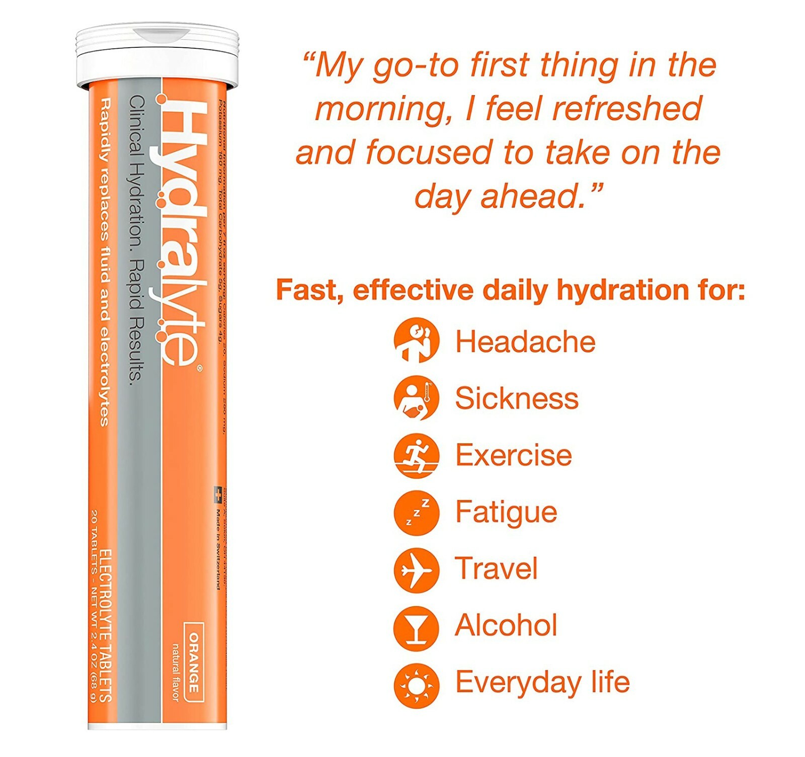 2 x Hydralyte Effervescent Electrolyte Orange Flavor For Dehydration 40 Tablets