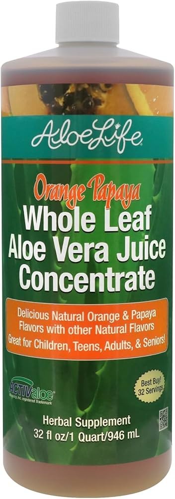 Aloe Life Nutritional Supplement Orange Papaya Whole Leaf Aloe Vera Juice 32floz