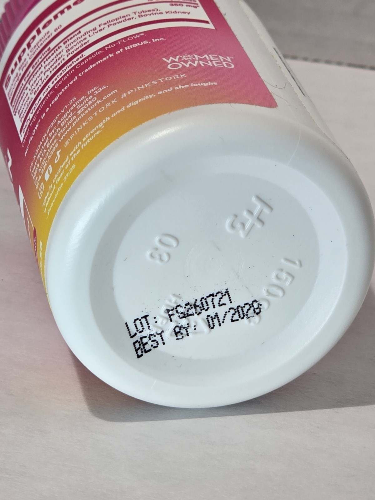 Pink Stork Grass-Fed Beef Organ Complex Women’s Health 60 Caps 350mg Exp 01/2028