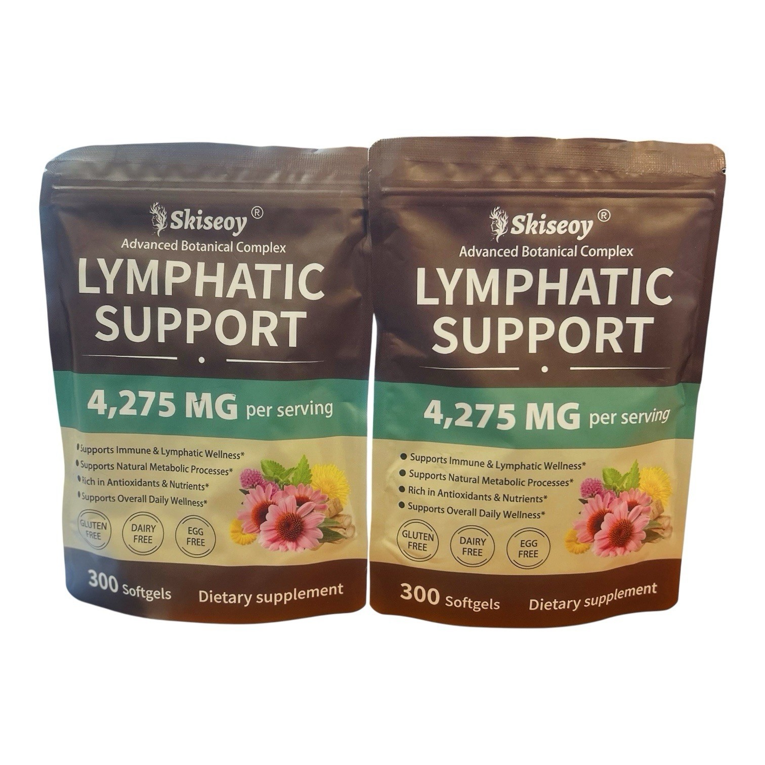 Lot Of 2 Skiseoy Lymphatic Drainage Support 4275mg 300 Capsules Each Exp 9/2028