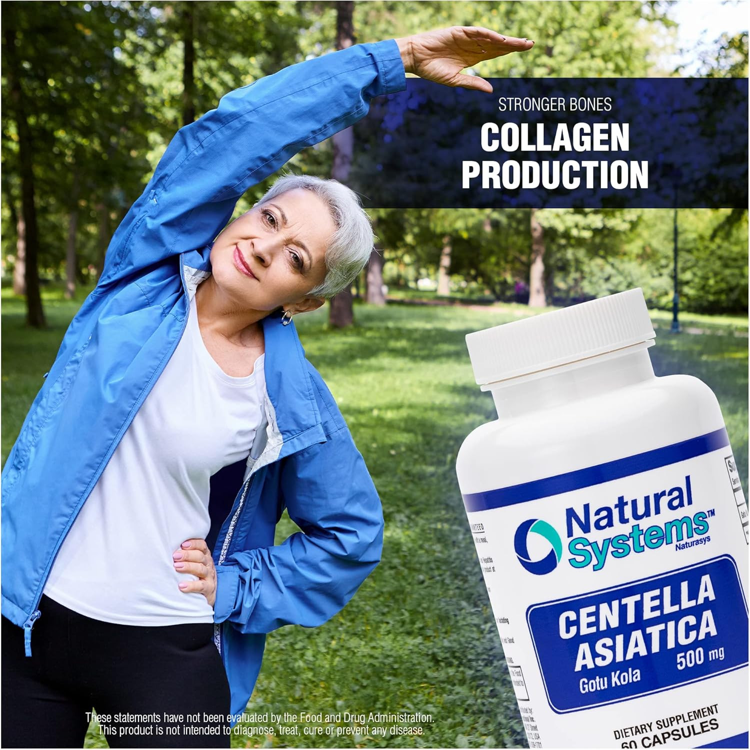 Centella Asiatica 500 mg 60 Capsules by Natural Systems – Gotu Kola Herb Moistur