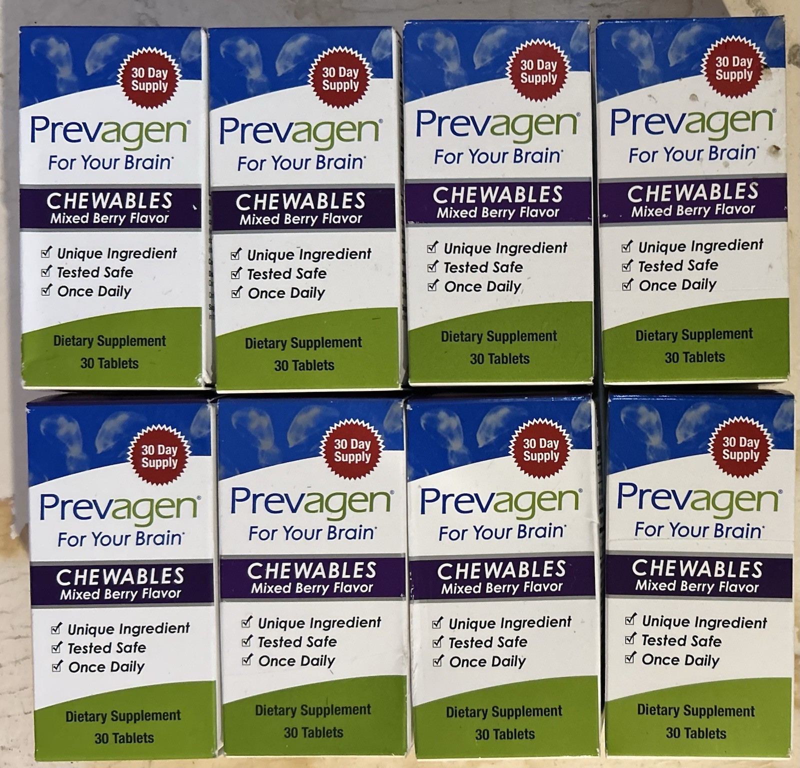 Prevagen Regular Strength 10mg Mixed Berry Chewables – 8-Pack 240-Day Supply