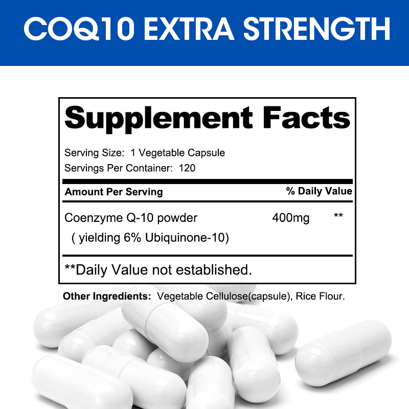 Co Q-10 COQ-10 400mg 120 Capsules Promotes Heart & Cardiovascular Wellness