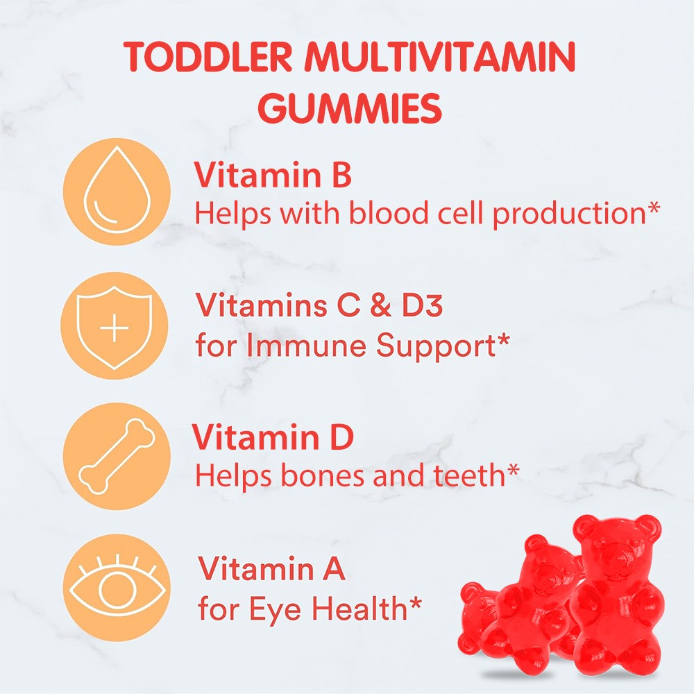 Toddler Multivitamin Gummie,Allergen-Free Kid Vitamin A C D Zinc for Growth 60CT