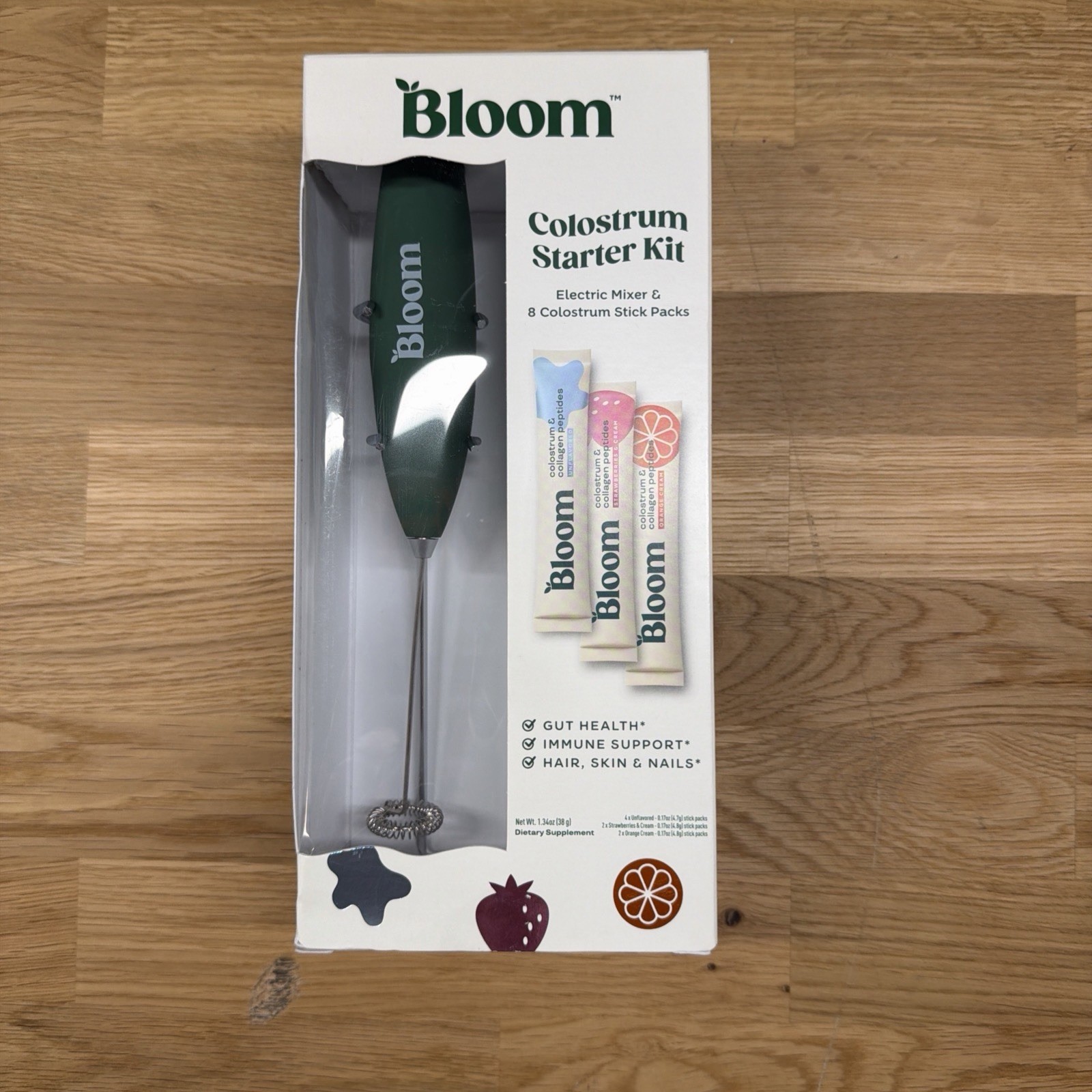 Bloom Colostrum Starter Kit with Electric Mixer and 8 Colostrum Packets NEW