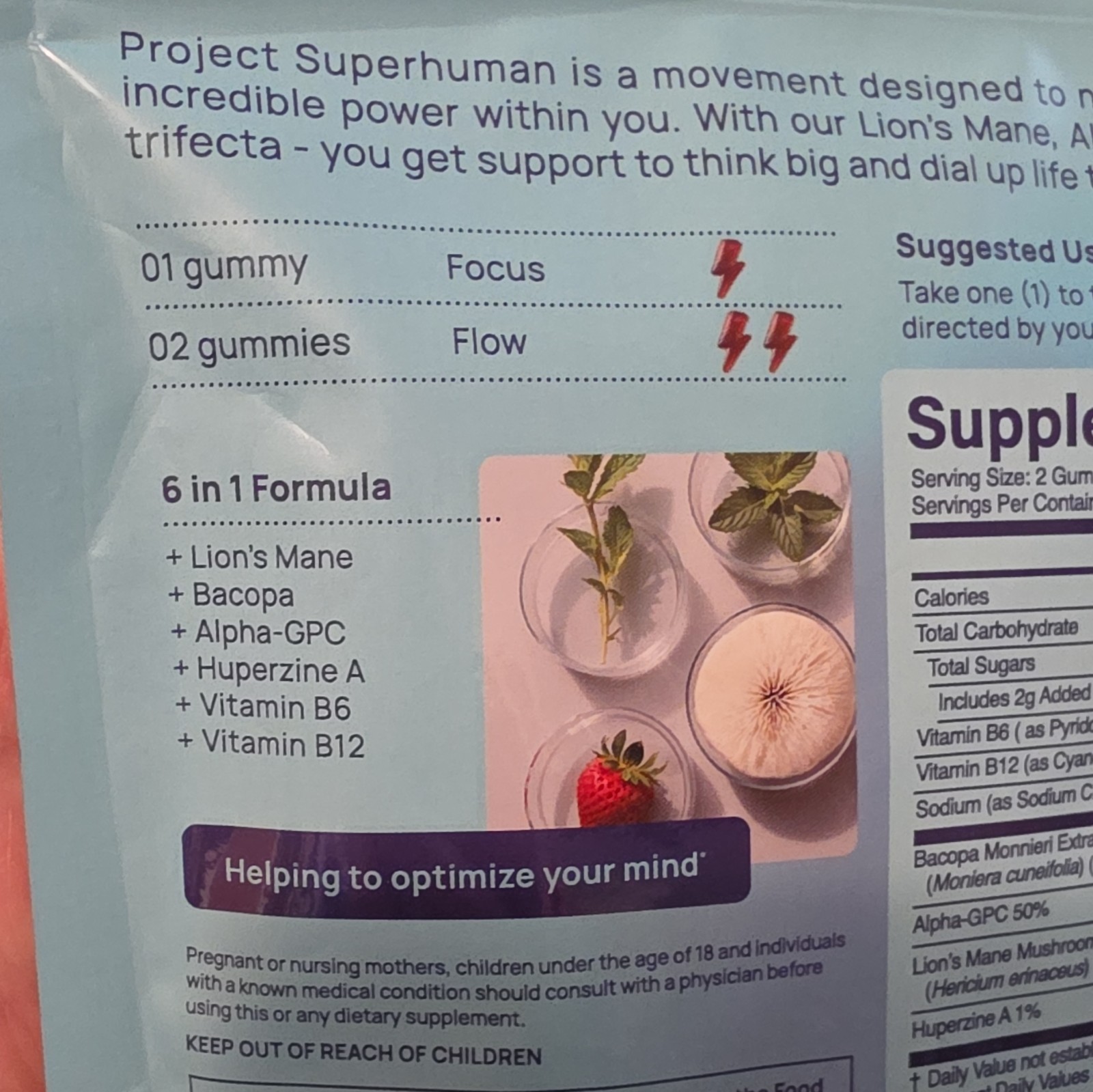 Project SuperHuman MindFlex Brain Optimization Gummies Strawberry 60 Ct Vegan