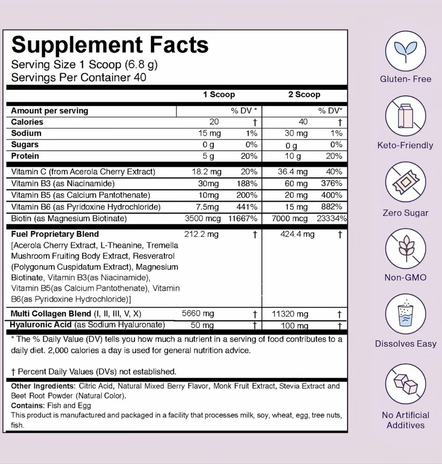 Fuel Multi Collagen Beauty+ Powder Mixed Berry 40 Servings 9.59oz