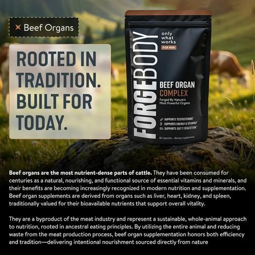 FORGEBODY Beef Organ Complex 60 Capsules – Grass Fed Beef Organ Supplement