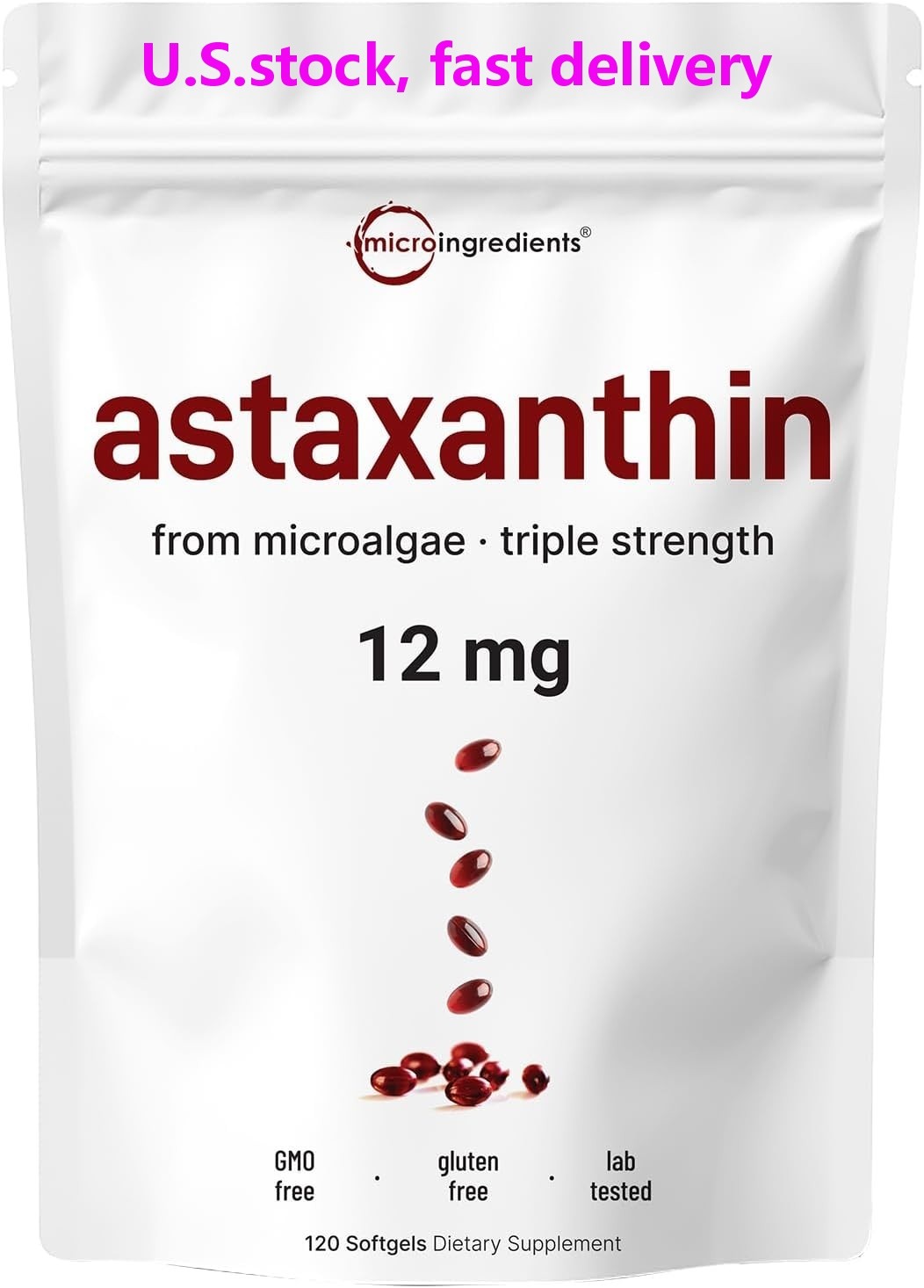 Astaxanthin 12mg Antioxidant Supplements Fresh Microalgae Eye Joint Skin Health